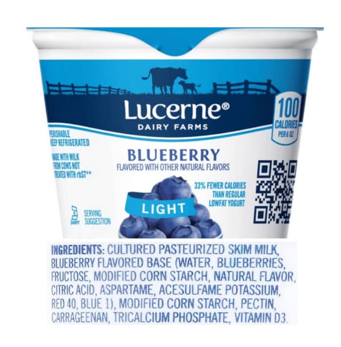 Yogurt with aspartame Lucerne