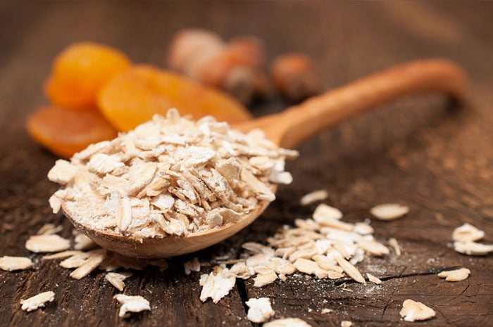 Oatmeal on spoon