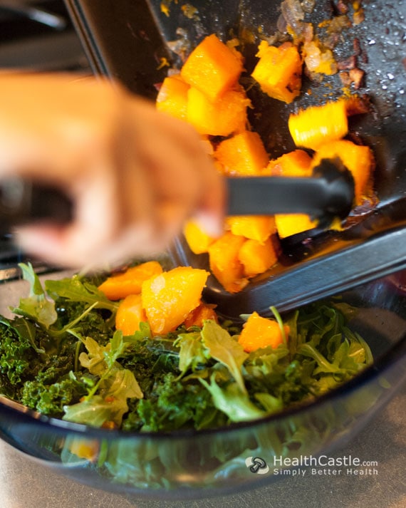 Add butternut squash to kale