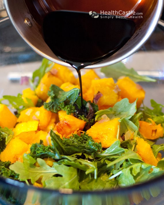 Drizzle reduced balsalmic vinegar to salad